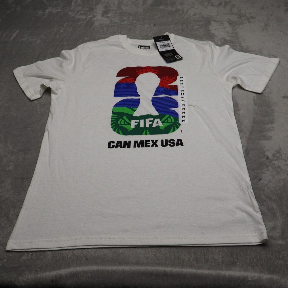 FIFA World Cup 2026 Shirt Men Medium White Football Fan Gear Graphic Tee $20 NEW